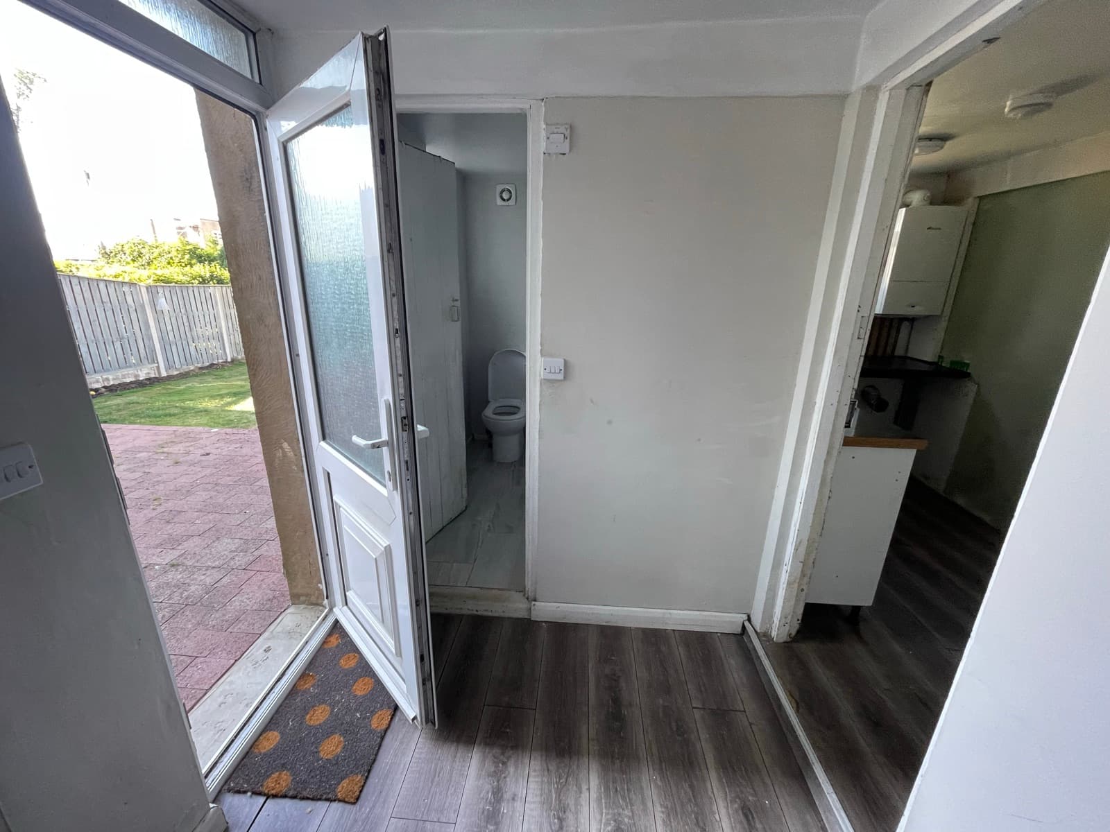 Rear lobby with garden door and ground floor WC